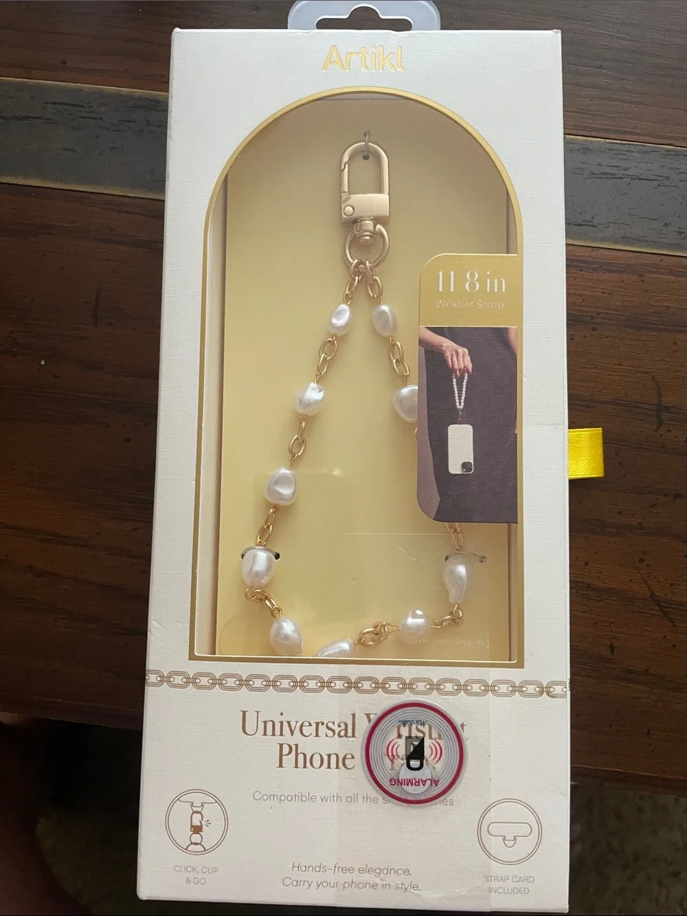Gold Pearl Phone Strap - White Pearl Chain for Women